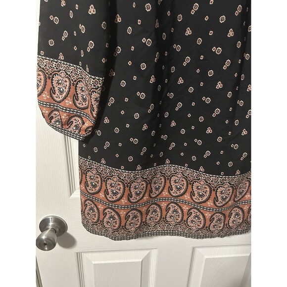 Abercrombie & Fitch Black Paisley Long Sleeve Mini Dress Size Medium - Picture 4 of 8